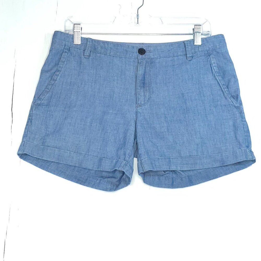Banana Republic City Chino 100% Cotton Light Blue Cuffed Shorts 8 Preppy Twee